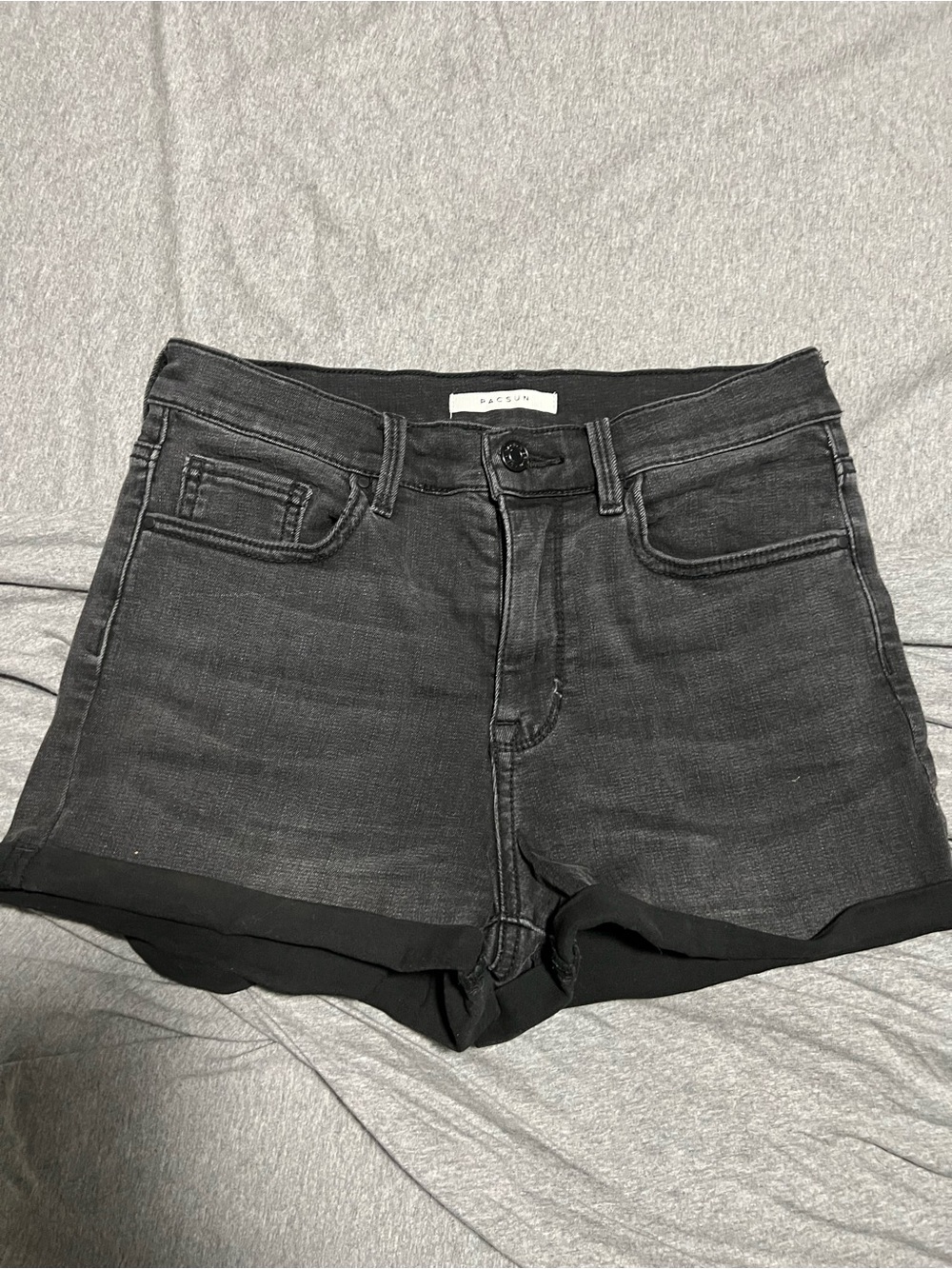 PacSun Black Rolled-Hem Denim Shorts